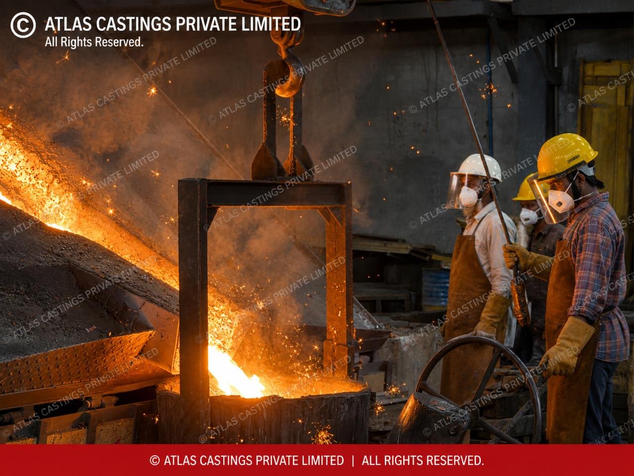 Molten metal pour at Atlas Castings foundry